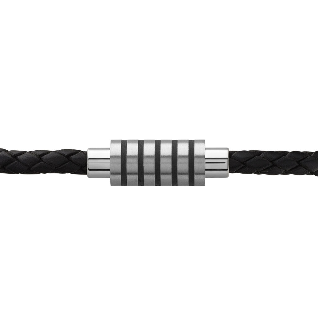 Herren Lederarmband Edelstahl Schwarz - Armbänder Herren | OROVIVO