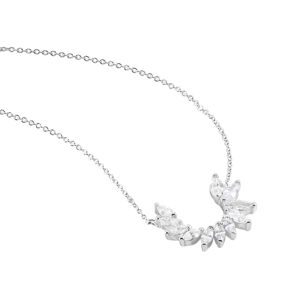 SABINA Damen Collier Silber 925 Zirkonia Wei&szlig; 0,1 ct Halbkreis