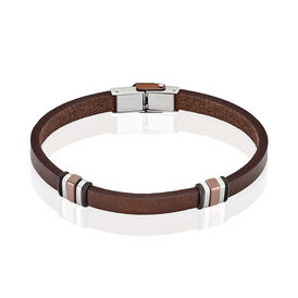 Herren Lederarmband Edelstahl Schwarz Braun - Lederarmbänder Herren | OROVIVO