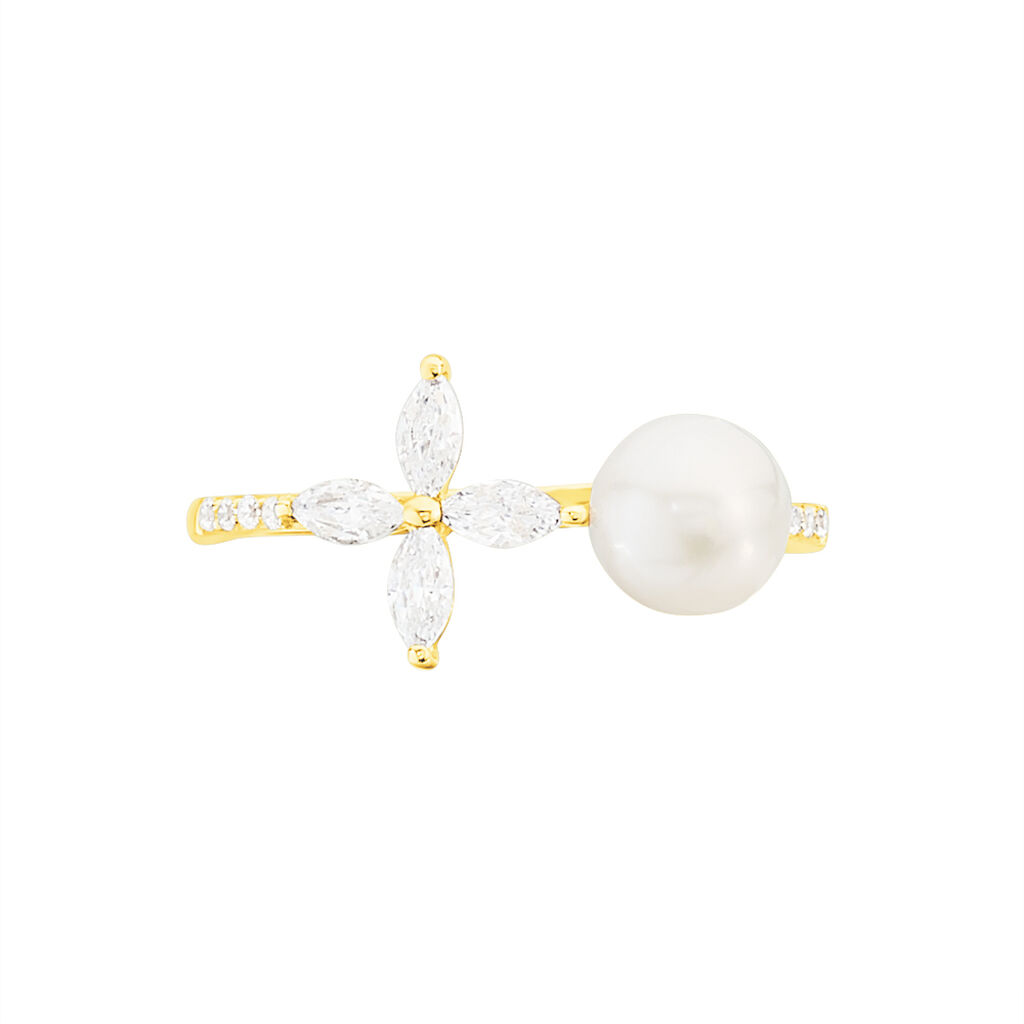 Bague Norah Or Jaune Perle De Culture Et Oxyde De Zirconium - Spannringe Damen | OROVIVO
