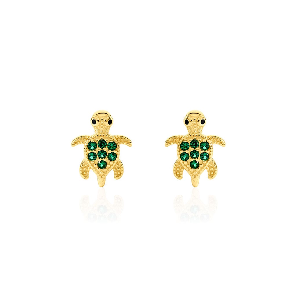 Tartara Damen Ohrstecker Silber vergoldet 925 Zirkonia Gr&uuml;n 0,2 ct Schildkr&ouml;te