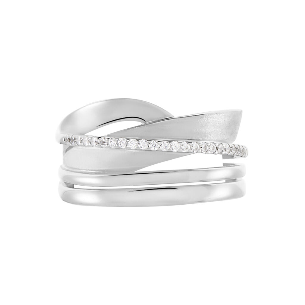 Damen Ring Silber 925 Zirkonia gekreuzt Breite 12mm Ira - Ringe mit Stein Damen | OROVIVO