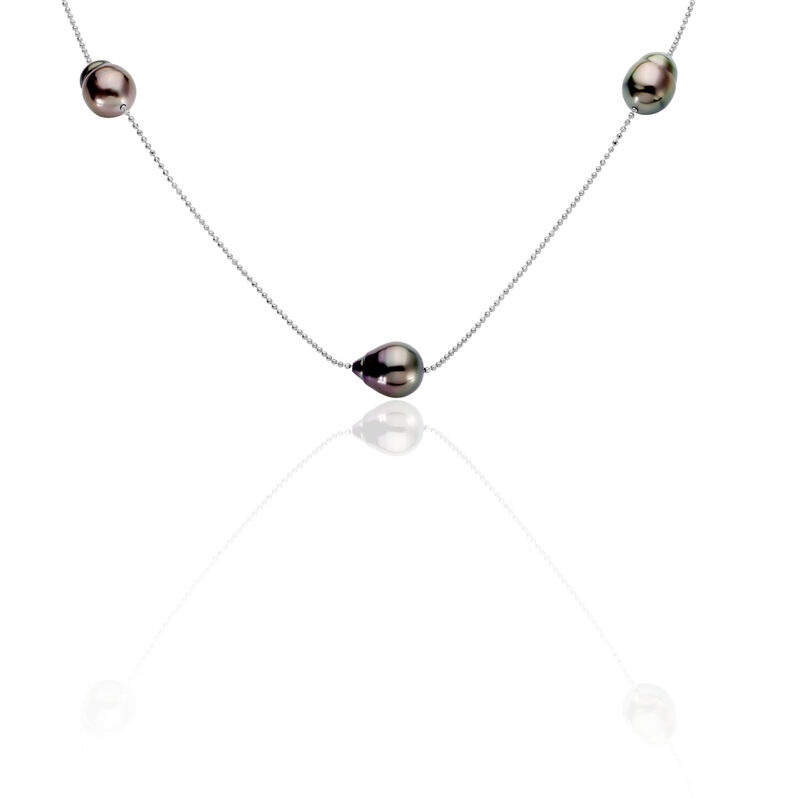 Damen Halskette Silber 925 Tahitiperlen 8-10mm - Halsketten Damen | OROVIVO