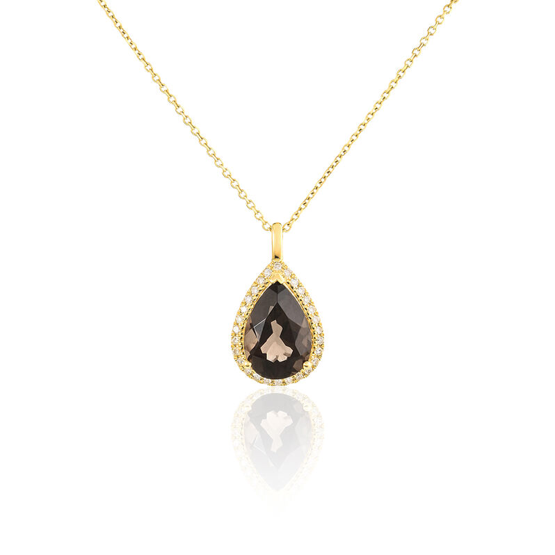 Collier Or Jaune Quartz Et Diamant - Spannringe Damen | OROVIVO