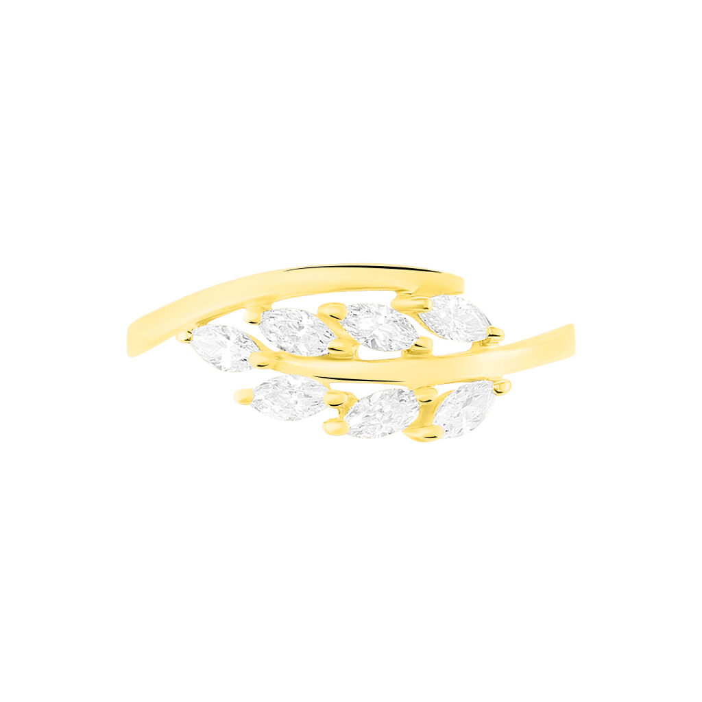 Damen Ring Gold 375 Zirkonia Blatt Hinna  - Ringe mit Stein Damen | OROVIVO