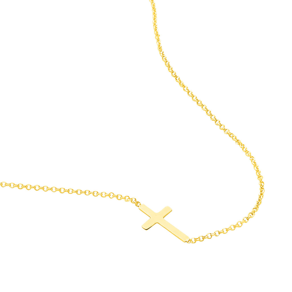 Damen Halskette Gold 375 Kreuz