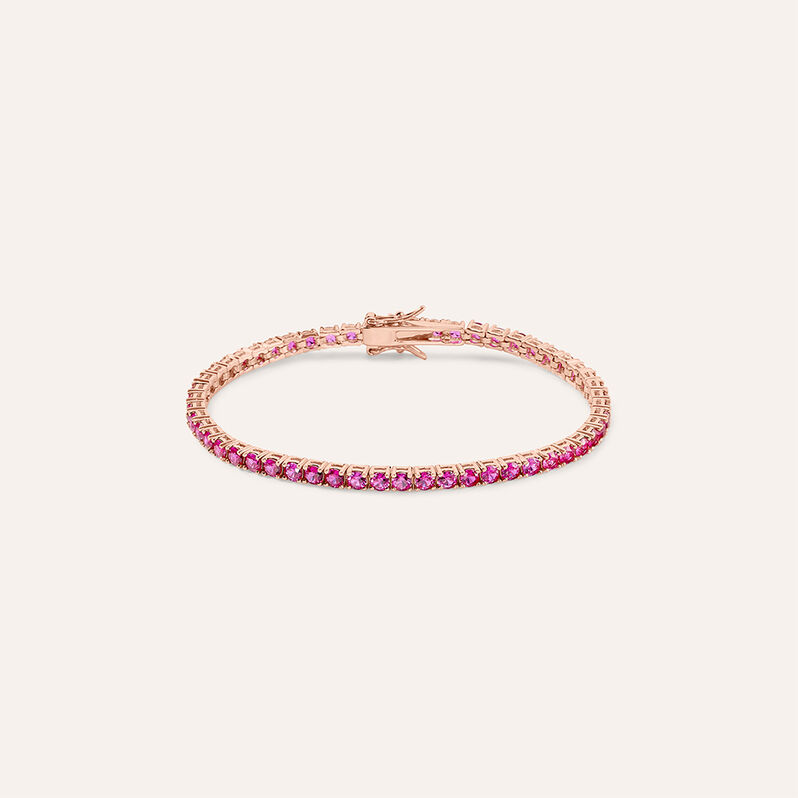 Bracciale Tennis Silver Rainbow Argento Rosa Cubic Zirconia - Spannringe Damen | OROVIVO