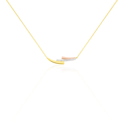 Damen Collier Gold Tricolor 375 Zirkonia Balken Aelaig - Halsketten Damen | OROVIVO