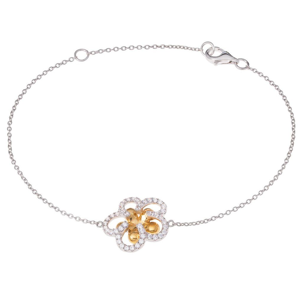 KATINA Damen Armband Silber Bicolor 925 Zirkonia Weiß Blume, Armband mit Stein