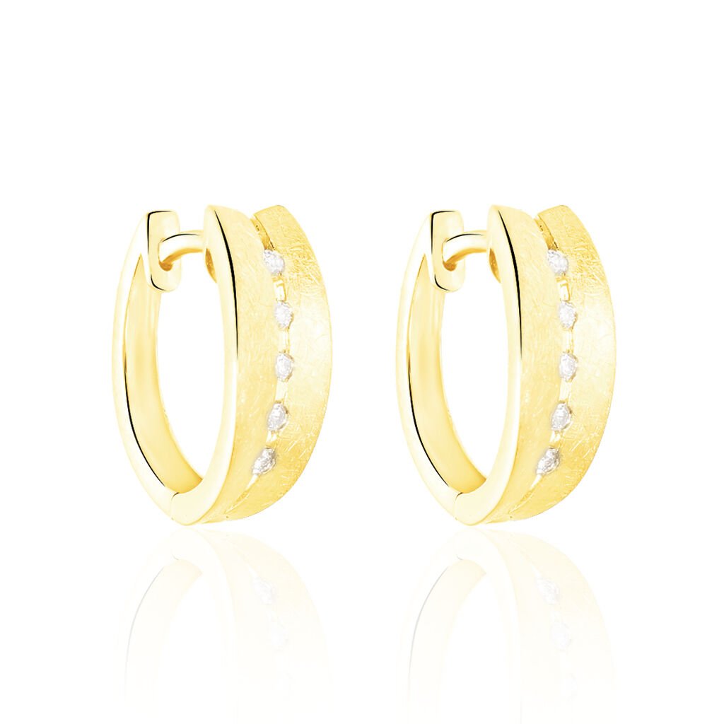 Damen Creolen Gold 375 Diamant 0,08ct Clea 1 12,00mm 6,00mm , Creolen mit Stein