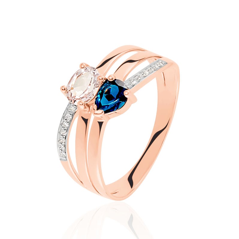 Bague Maryse Or Rose Topaze Et Morganite Et Oxyde De Zirconium - Spannringe Damen | OROVIVO