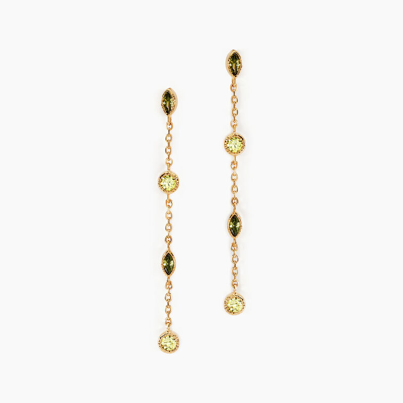 Boucles D'oreilles Pendantes Mencia Plaque Or Jaune Oxyde De Zirconium - Spannringe Damen | OROVIVO