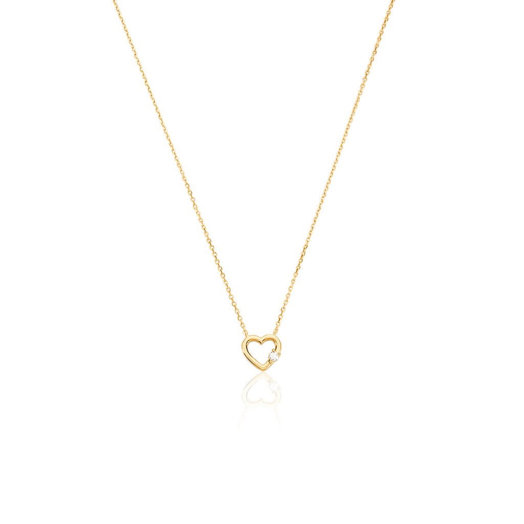 AMARI Damen Collier Gold 375 (9 Karat) Synthetischer Diamant Weiß 0,020 ct Herz - Halsketten Damen | OROVIVO