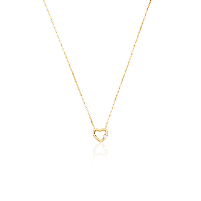 AMARI Damen Collier Gold 375 (9 Karat) Synthetischer Diamant Weiß 0,020 ct Herz - Halsketten Damen | OROVIVO