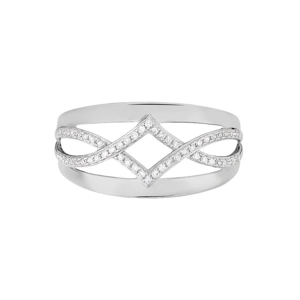 Bague Or Blanc Vagues Diamants - Spannringe Damen | OROVIVO