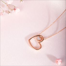 Damen Halskette Gold 375 Rosé Vergoldet Diamanten - Herzketten Damen | OROVIVO