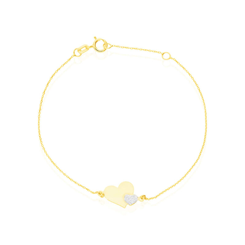 Bracciale in oro giallo e glitter con simbolo cuore - Spannringe Damen | OROVIVO