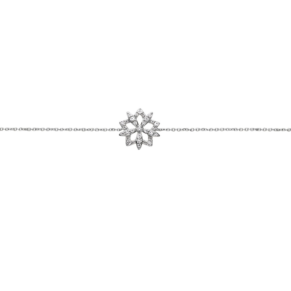 SNOW Damen Armband Wei&szlig;gold 375 (9 Karat) Zirkonia Wei&szlig; Blume