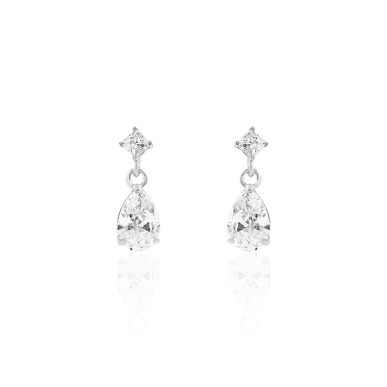 Damen Ohrstecker Weißgold 375 Zirkonia  - Ohrringe mit Stein Damen | OROVIVO