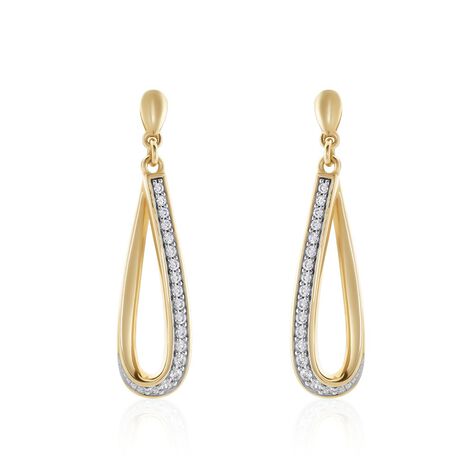 Damen Ohrstecker Lang Messing Gold 750 plattiert   - Ohrringe mit Stein Damen | OROVIVO