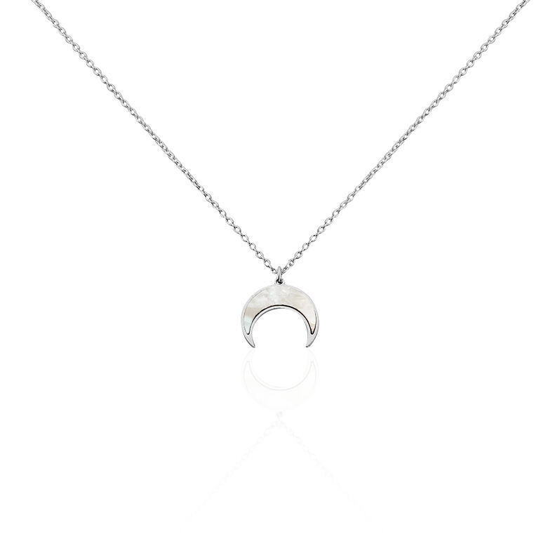 Collier Argent Zea Lune Nacre Blanche - Spannringe Damen | OROVIVO