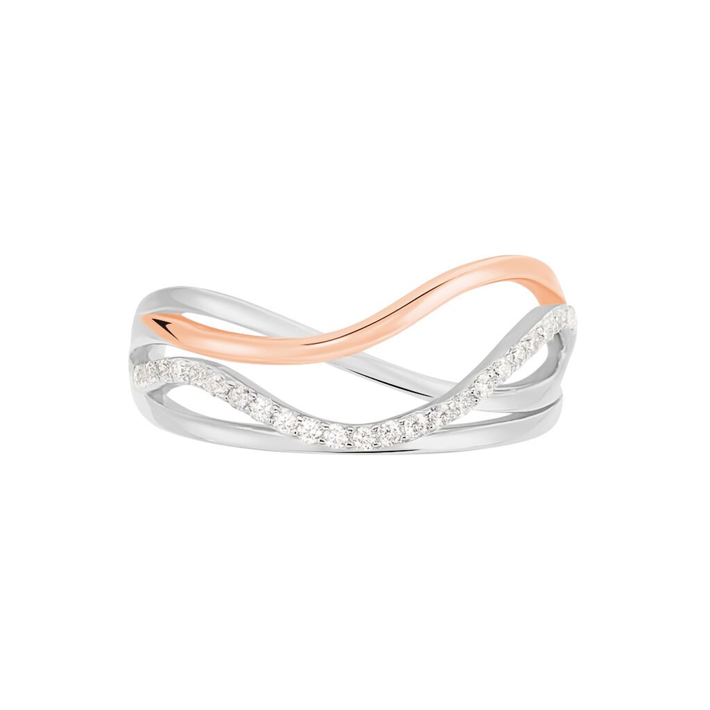 Damenring Silber 925 Bicolor Rosé Vergoldet - Ringe mit Stein Damen | OROVIVO