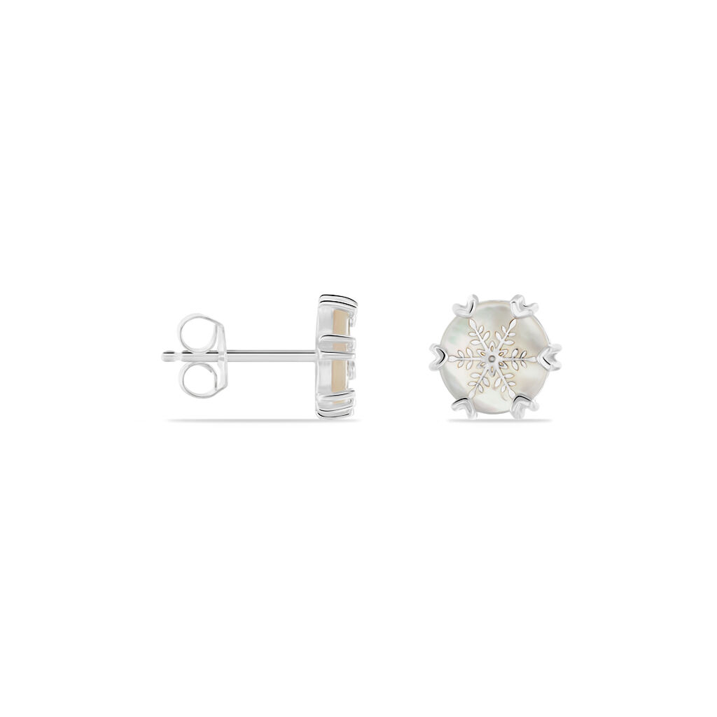 FROSTY Damen Ohrstecker Silber 925 Perlmutt Perlmutt Schneeflocke