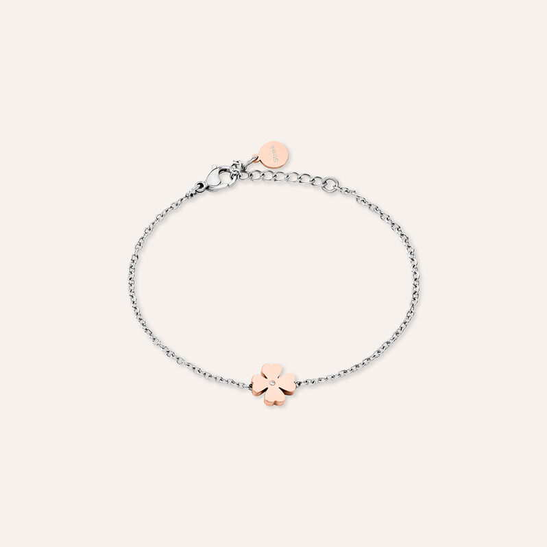 Bracciale Sunrise Acciaio Bicolore Bianco / Rosa Cristallo - Spannringe Damen | OROVIVO