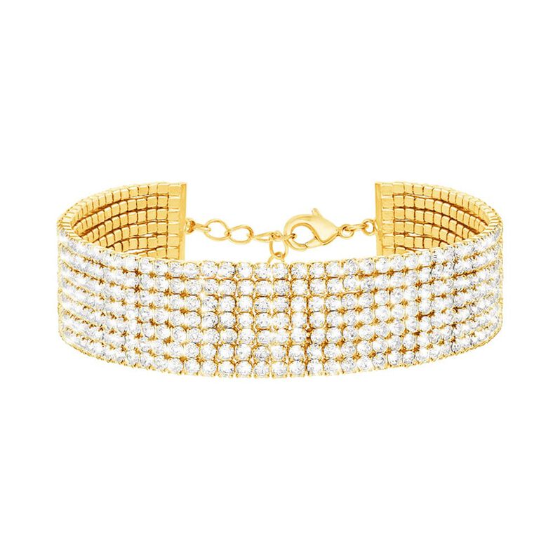 Bracciale multifilo largo in metallo dorato con strass - Spannringe Damen | OROVIVO
