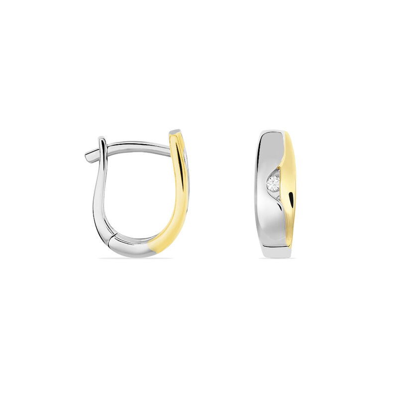 Damen Creolen Silber Bicolor 925 Diamant 0,03ct Vaninna 10,00mm  - Creolen Damen | OROVIVO