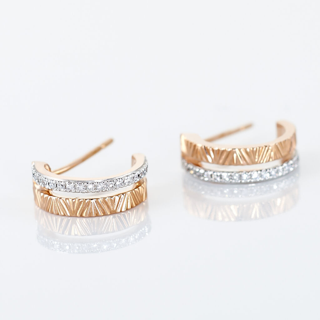 Boucles D'oreilles Or Rose Belindalan Puces Diamant - Spannringe Damen | OROVIVO