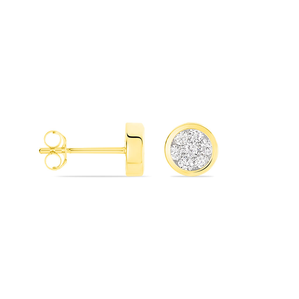ELINA Damen Ohrstecker Gold 750 (18 Karat) Diamant Wei&szlig; 0,22 ct Kreis