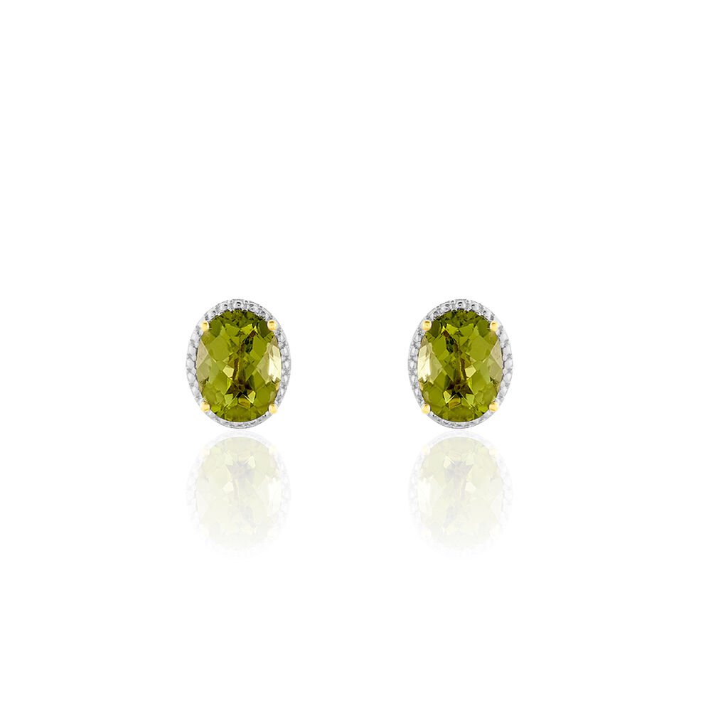 Damen Ohrstecker Gold 375 Peridot Grün 1,28ct Oval Naga , Ohrstecker mit Stein
