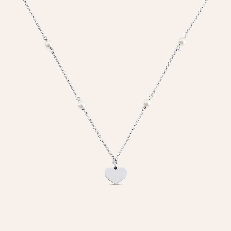 Collana Silver Pearls Argento Rodiato Perla sintentica - Spannringe Damen | OROVIVO