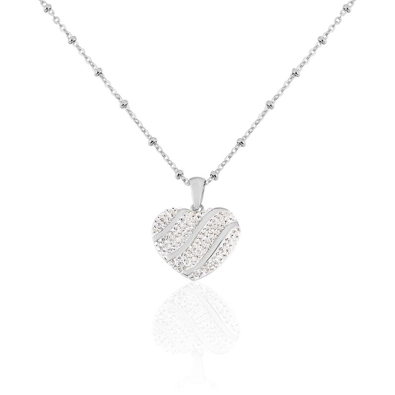 Damen Collier Edelstahl Kristall Wei&szlig; Herz - Halsketten Damen | OROVIVO