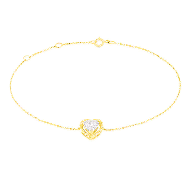 Bracelet Or Jaune Althea Forme Coeur Entourage Or Torsade 18.5cm - Spannringe Damen | OROVIVO
