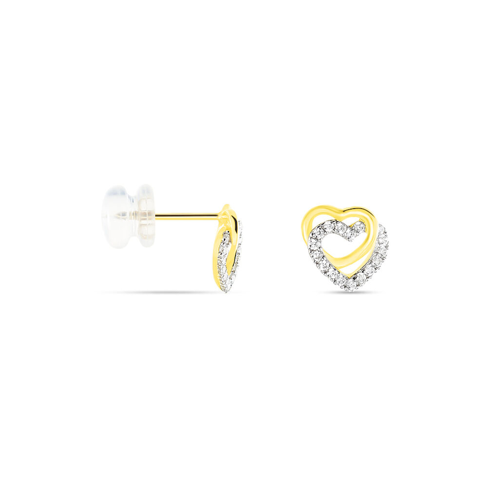 Damen Ohrstecker Gold 375 Zirkonia Herz - Sommerschmuck Damen | OROVIVO