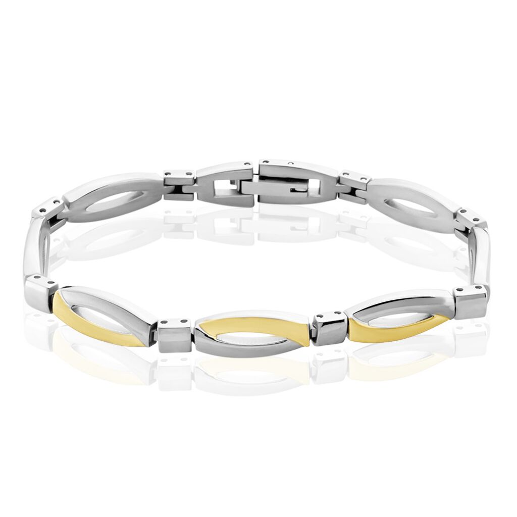 SINDY Damen Armband Titan Bicolor Gelb/Silber B 7,5 mm