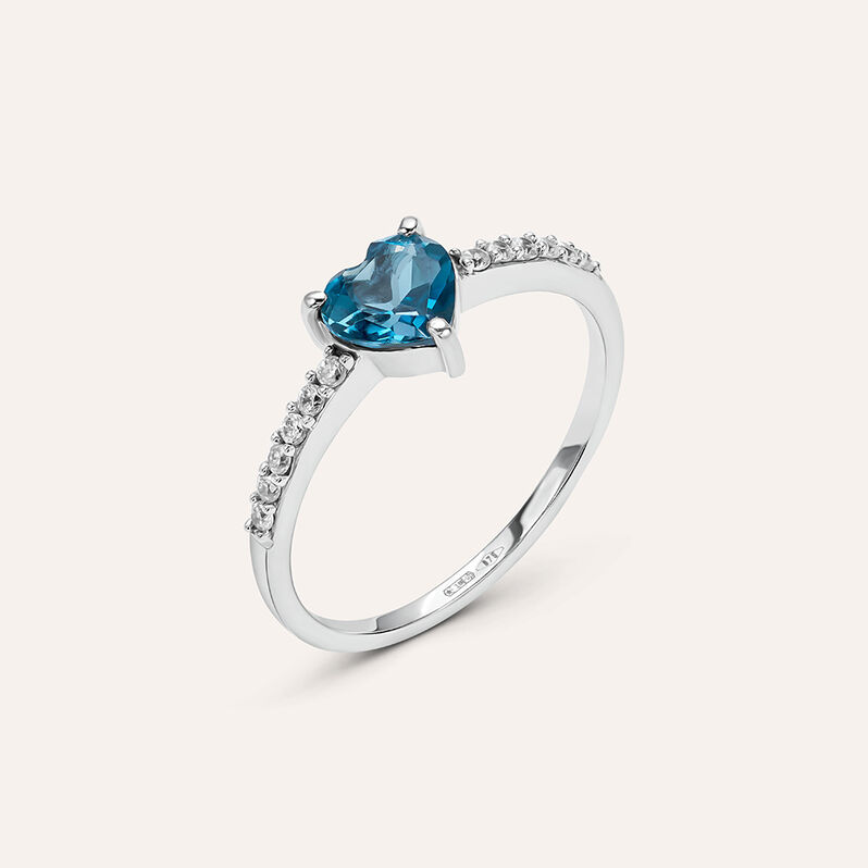 Anello Solitario Amélie Oro Bianco Topazio Cubic Zirconia - Spannringe Damen | OROVIVO