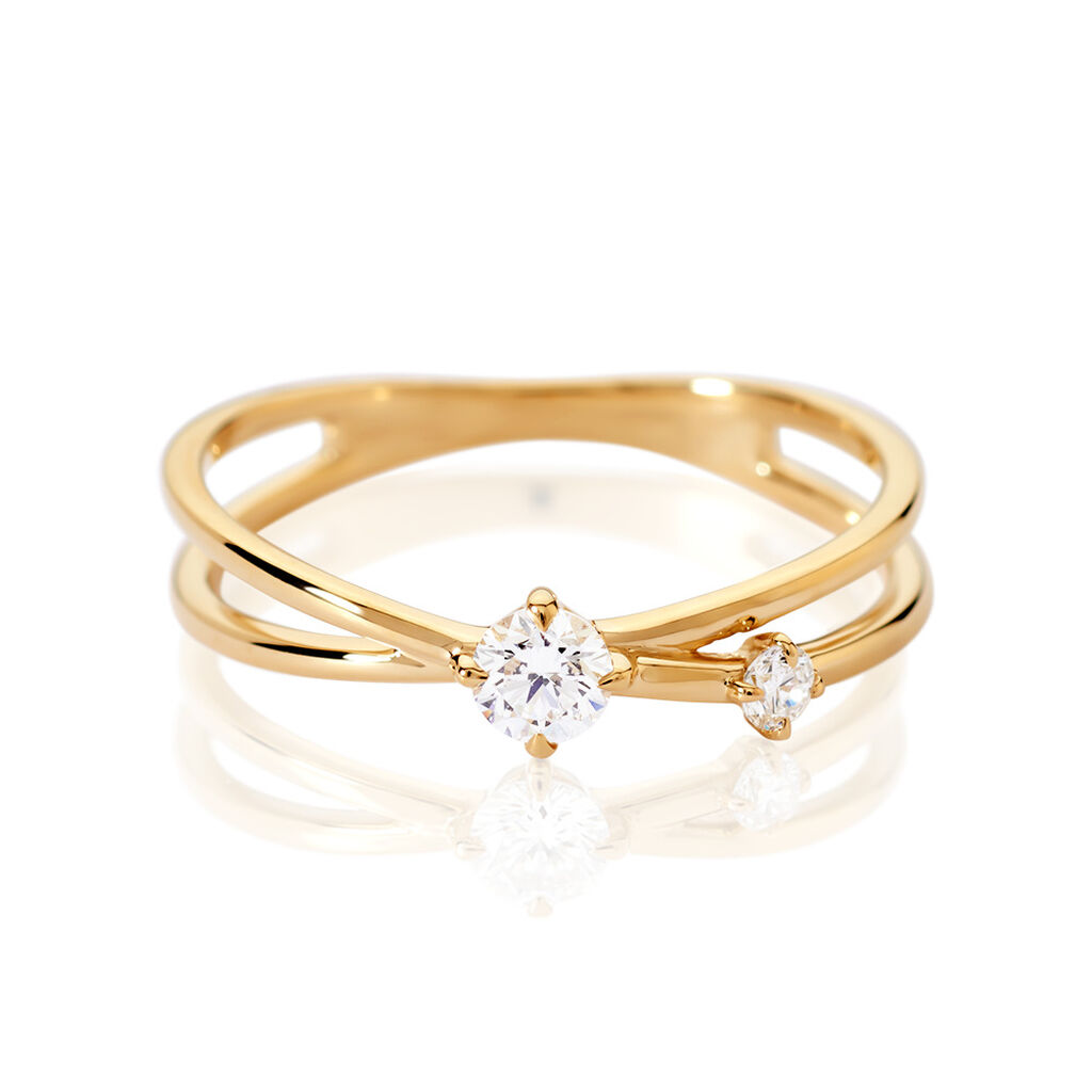 KAYLIE Damen Ring Gold 375 (9 Karat) Synthetischer Diamant Wei&szlig; 0,17 ct