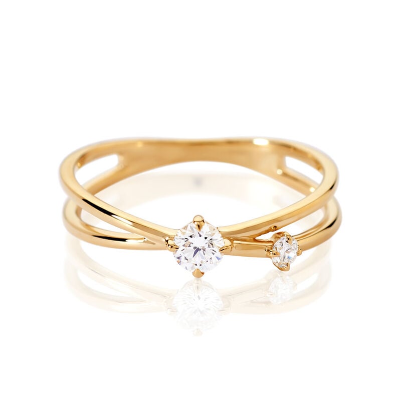 KAYLIE Damen Ring Gold 375 (9 Karat) Synthetischer Diamant Wei&szlig; 0,17 ct - Verlobungsringe Damen | OROVIVO
