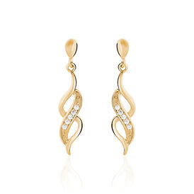 Damen Ohrhänger Messing Gold 750 plattiert Zikonia - Ohrstecker lang Damen | OROVIVO
