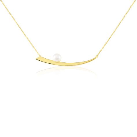 RUMINA Damen Collier Silber vergoldet 925 Zuchtperle Wei&szlig; - Halsketten  | OROVIVO
