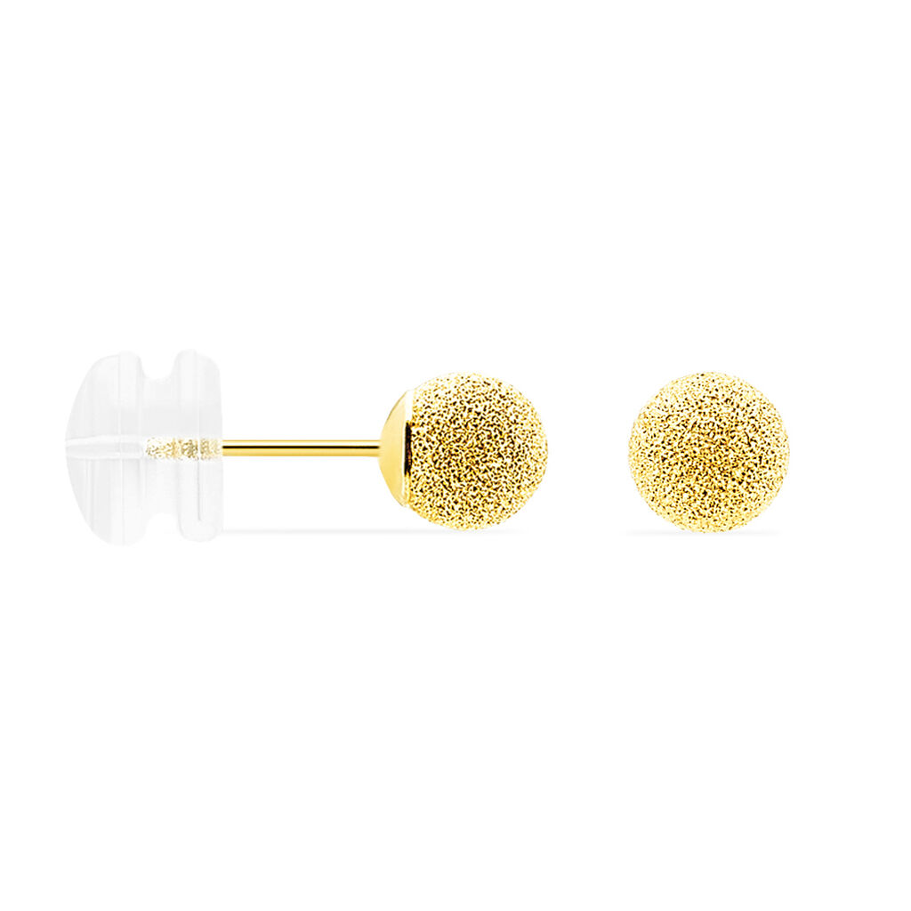 Damen Ohrstecker Gold 375 Kugel Satiniert 5mm - Ohrstecker Damen | OROVIVO