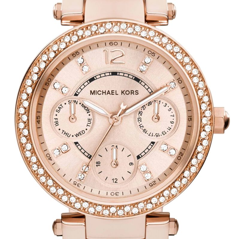 Orologio Multifunzione Donna Michael Kors Mini Parker quadrante rose gold MK6110 - Spannringe Damen | OROVIVO