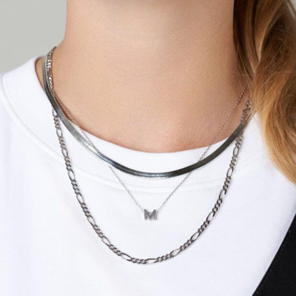 Damen Halskette Silber 925 Buchstabe M  - Halsketten Damen | OROVIVO