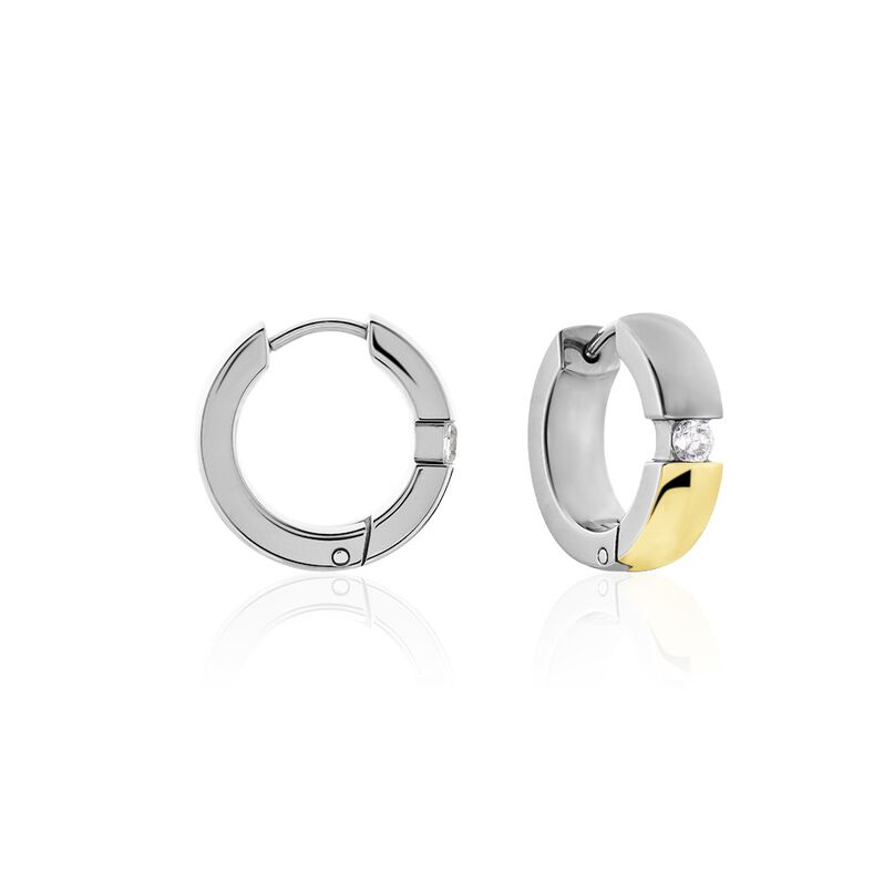 MOLLY Damen Anh&auml;nger Titan Bicolor Gelb/Silber Zirkonia Wei&szlig; B 5 mm - Schmuckanh&auml;nger Damen | OROVIVO