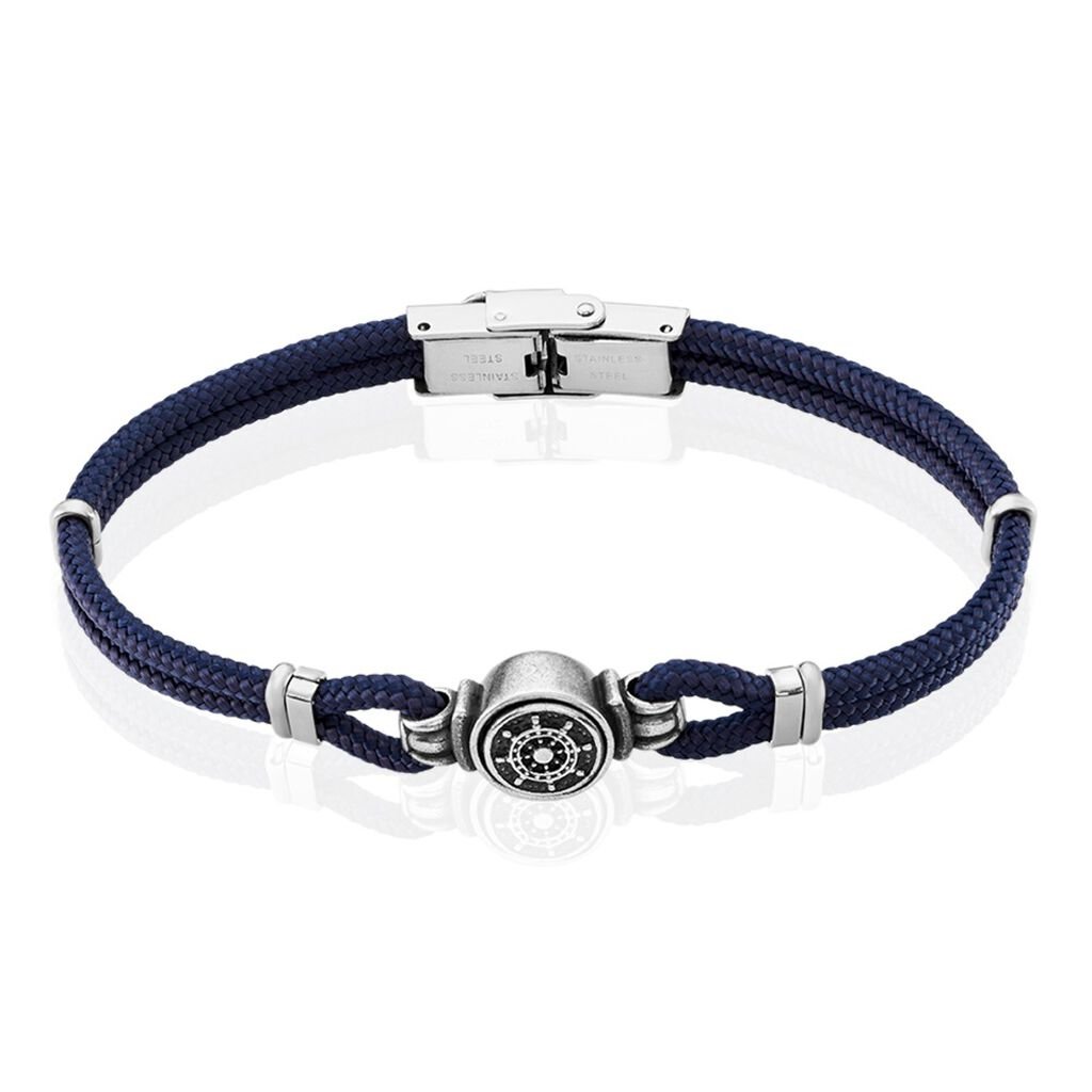Herren Armband Stoff Blau Ruder B 6 mm, Armband ohne Stein