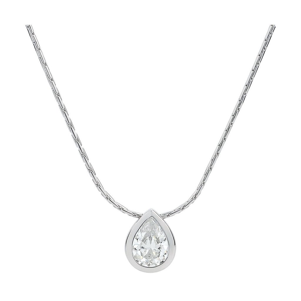 DELIANA Damen Collier Silber 925 Zirkonia Weiß 1,8 ct Tropfen, Collier mit Stein