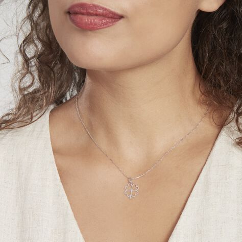 Kleeblatt Anhänger Weißgold 375 Diamantiert - Schmuckanhänger Damen | OROVIVO